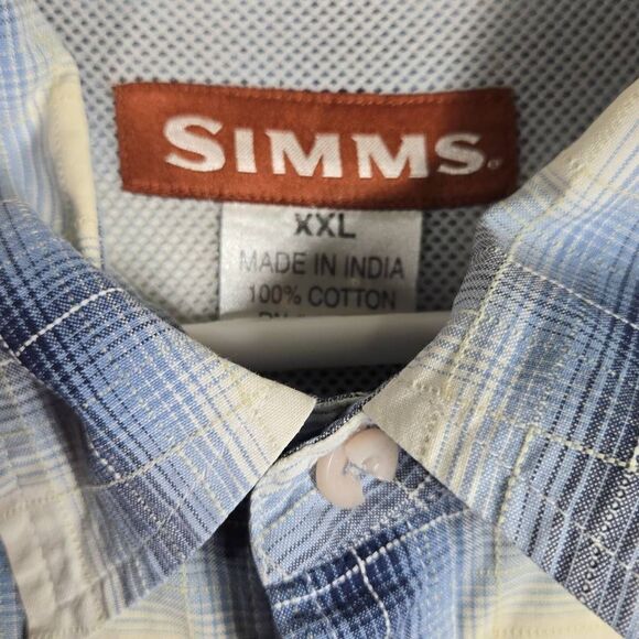 Simms Fishing Shirt Button Down Plaid Vented 2XL - Picture 4 of 11